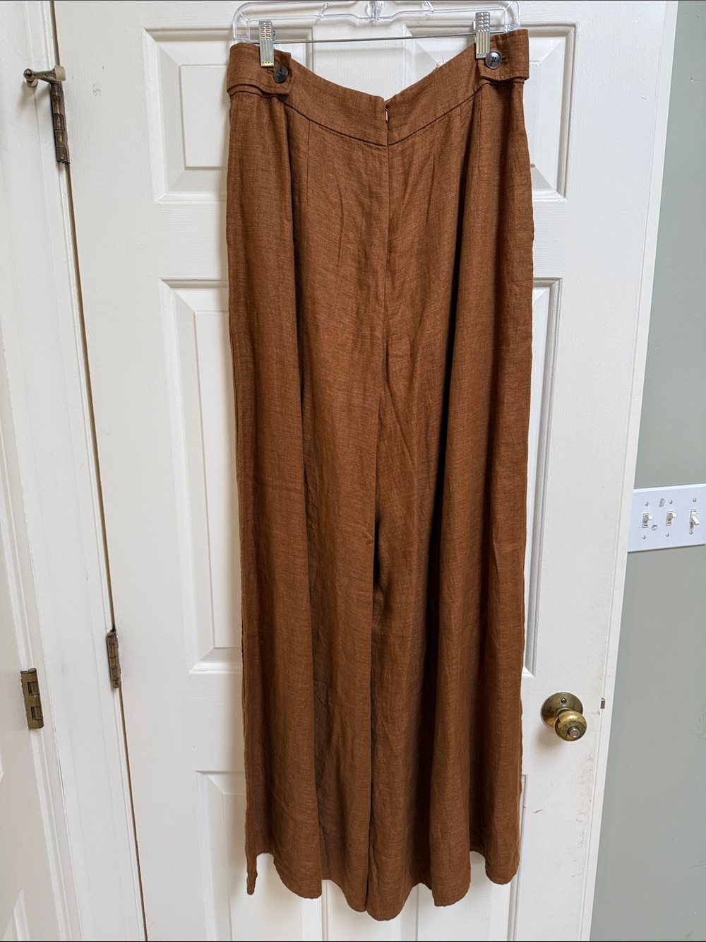 New With Tags Banana Republic Brown 100% Linen High Rise Wide Leg Pants 12 Long - Picture 3 of 8